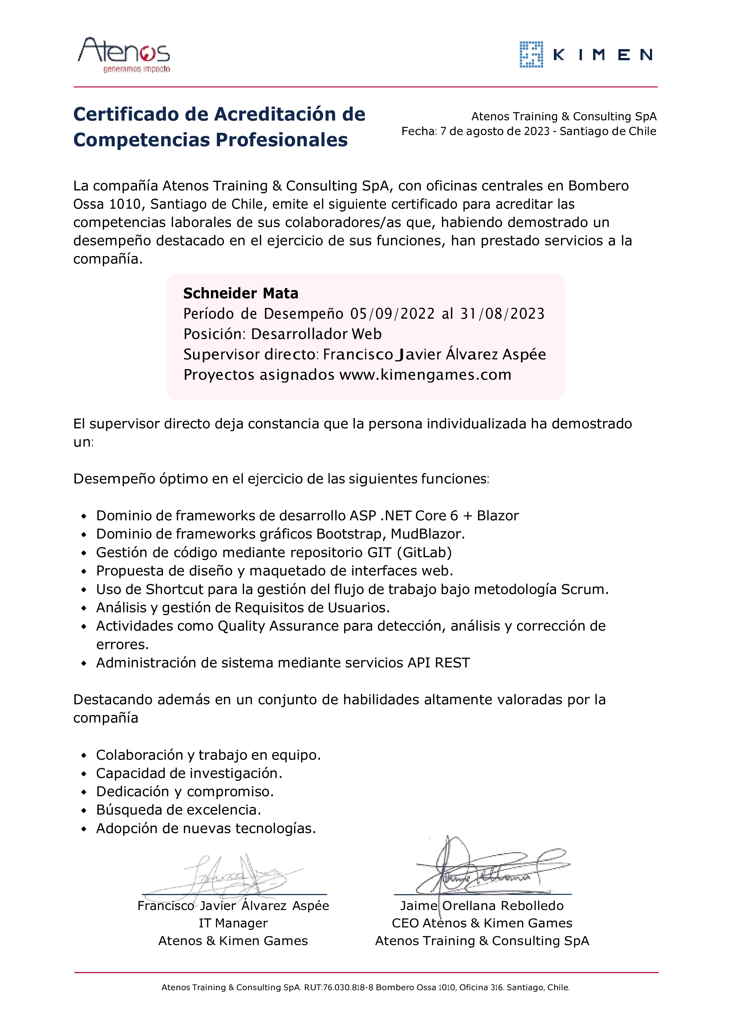 Carta de Recomendación